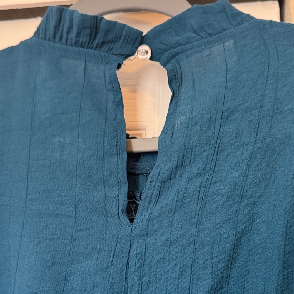 SHEIN Dark Teal Ruffle Sleeve Blouse - Picture 6 of 7